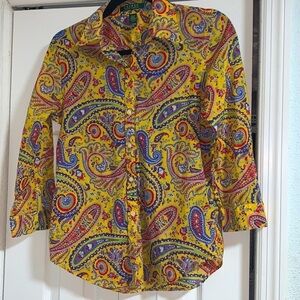 Ralph Lauren XS Paisley Button Down shirt top​​​​​​